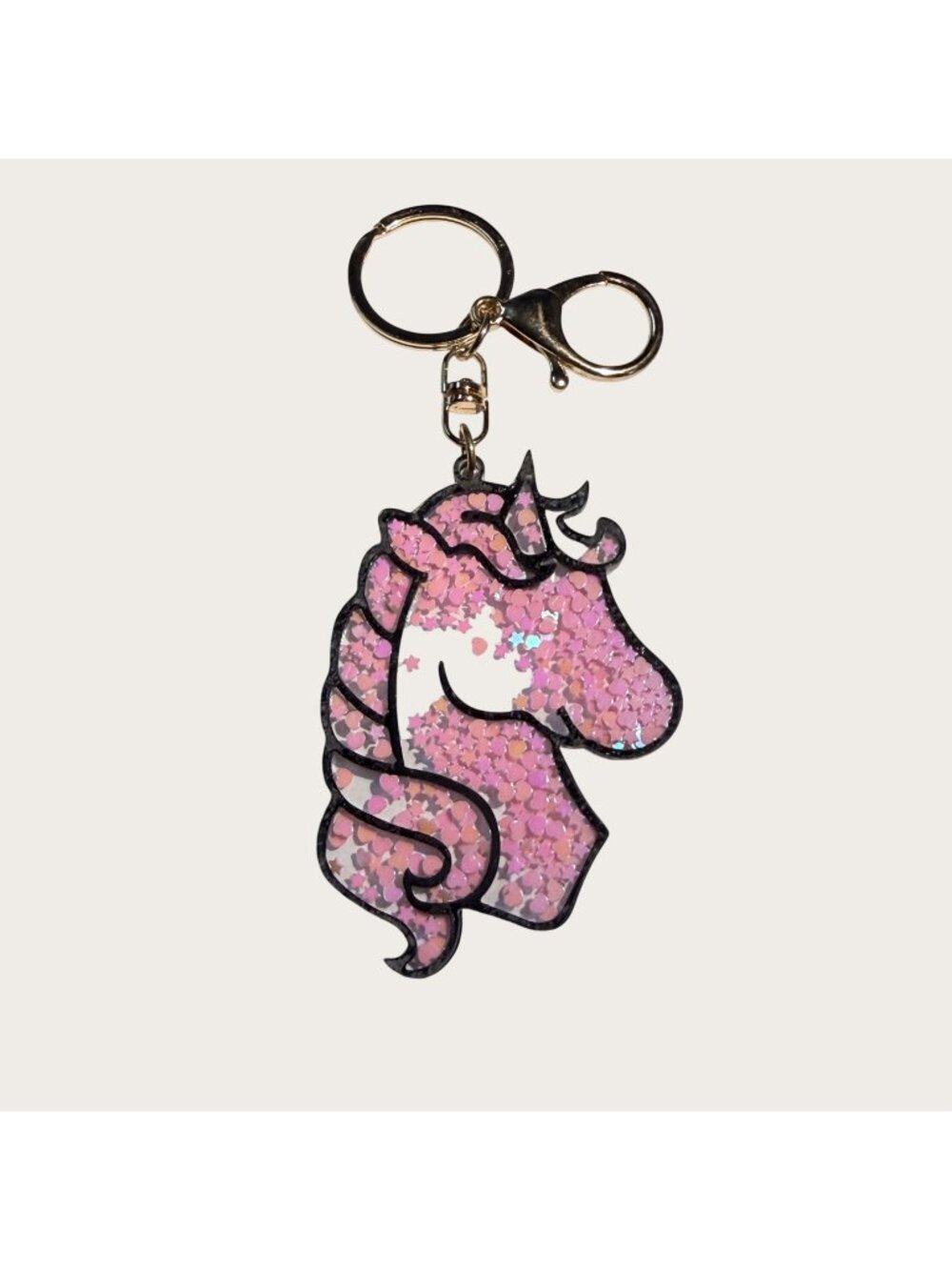 Pink Confetti Unicorn Keychain Keyring Bag Clip